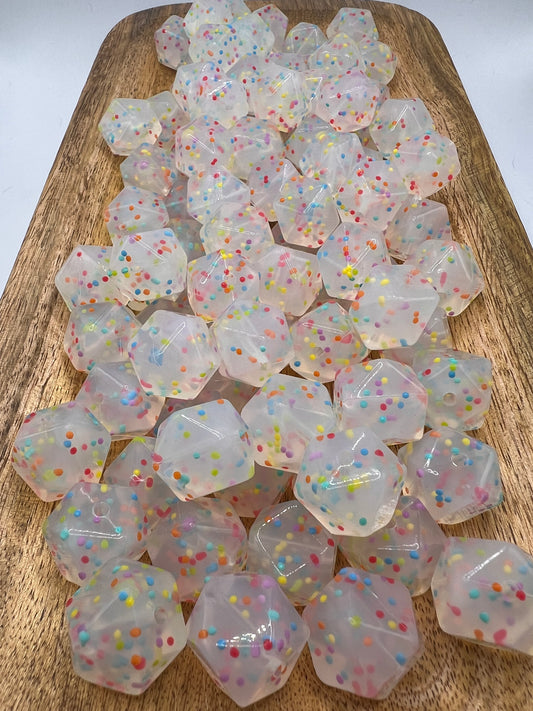 17mm Confetti Hexagon Silicone Beads (Sold Individually)