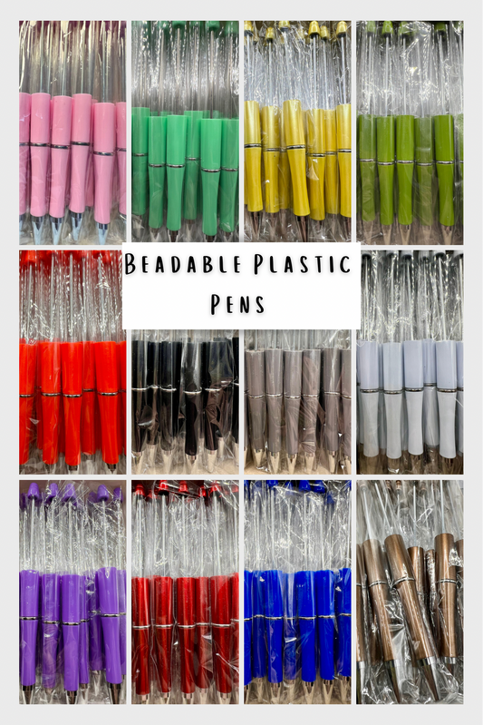 Solid Color Plastic Beadable Pens (26 colors)