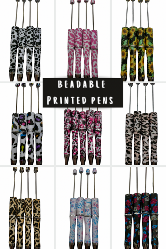 Beadable Printed PLASTIC Pens